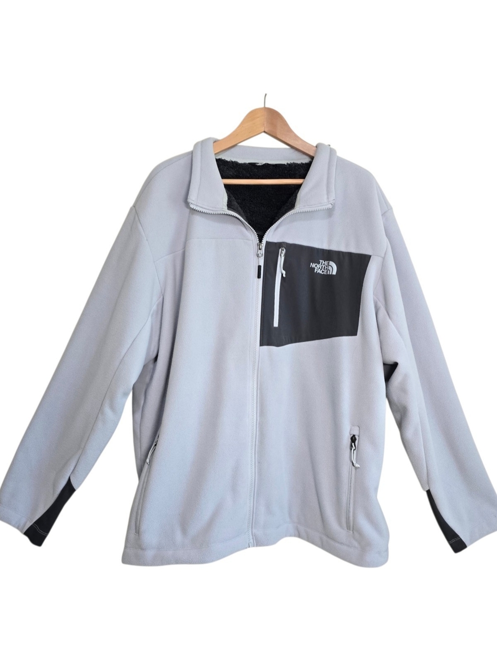 North Face Chimborazo Sherpa Lined Full Zip Jacket Mens XXL Gray Black Gorpcore